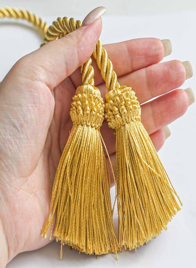UBCGOTT Curtain Tiebacks Handmade Decorative Curtain Holdbacks Rope with Tassel Curtain Pendant Rope Adjustable Ties Door Curtain Decorative (Gold, 2 PC) - Image 3